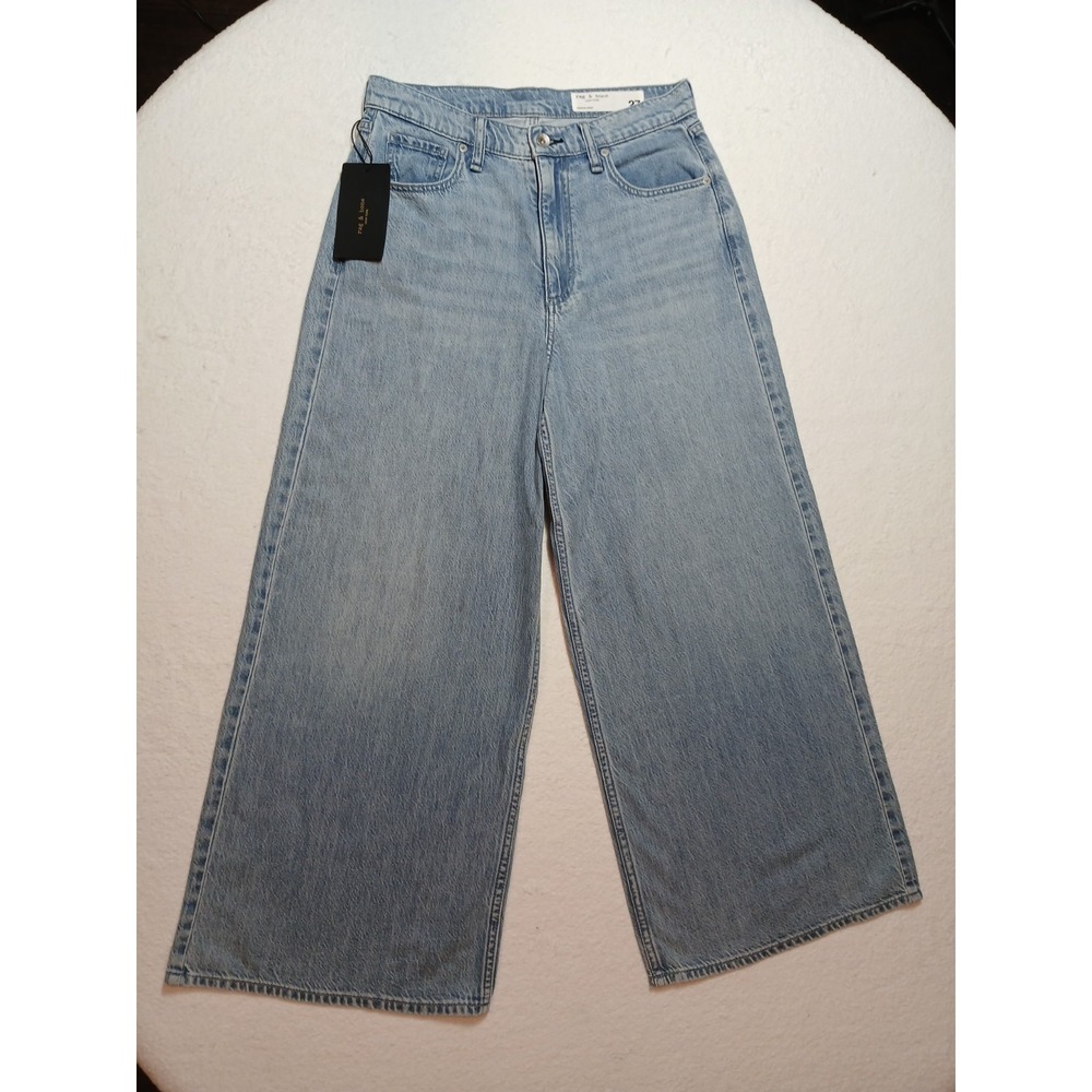 rag & bone Serena High Rise Crop Wide Leg Jeans Buchanan Light Wash 27 NWT $288